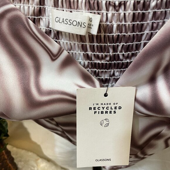 Glassons Brown Swirl  Corset-Brown, White-Sz 10 - Picture 3 of 9